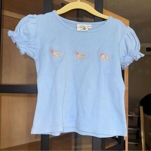 Luigi Kids dogs embroidered tee labrador short sleeve top toddler girl golden